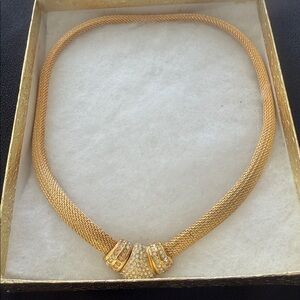 Christian Dior Gold Crystal Mesh chocker danseuse Collar Necklace